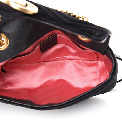 Gucci Velvet Matelasse Mini GG Marmont Shoulder Bag Black 4 of 22