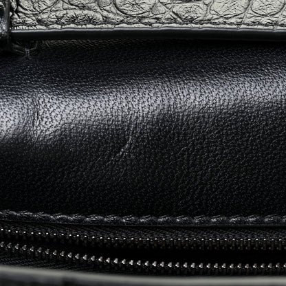 Balenciaga Extra Supple Calfskin Crocodile Embossed Monochrome XS Downtown Shoulder Bag Black 12 of 12