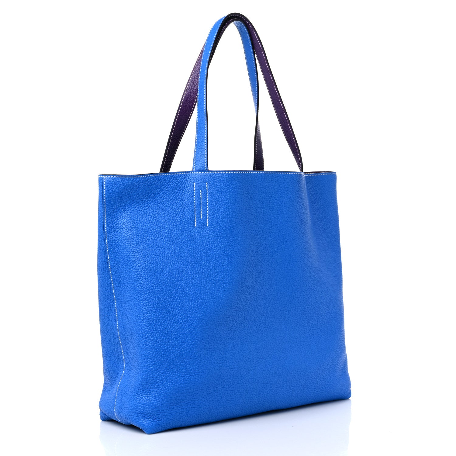 Hermes Taurillon Clemence Double Sens 45 Reversible Tote Bleu Zanzibar Ultraviolet 10 of 15