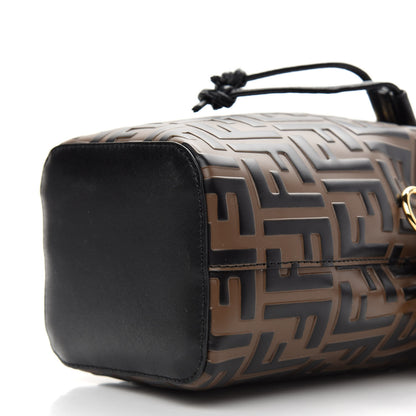 Fendi Vitello Liberty F is Fendi Bi-Color FF 1974 Embossed Mini Mon Tresor Bucket Bag Maya Black 8 of 8