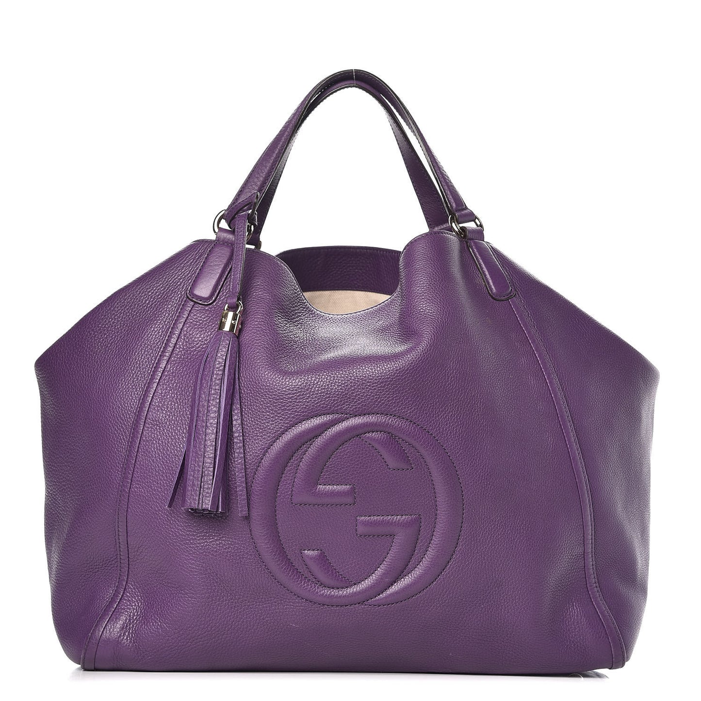 Pebbled Calfskin Large Soho Shoulder Bag Shine Purple