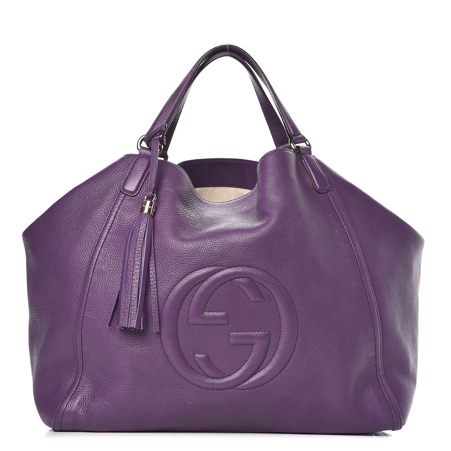 Gucci Pebbled Calfskin Large Soho Shoulder Bag Shine Purple 1 of 16