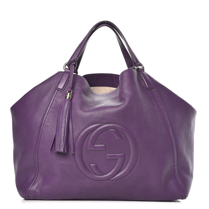 Gucci Pebbled Calfskin Large Soho Shoulder Bag Shine Purple 1 of 16