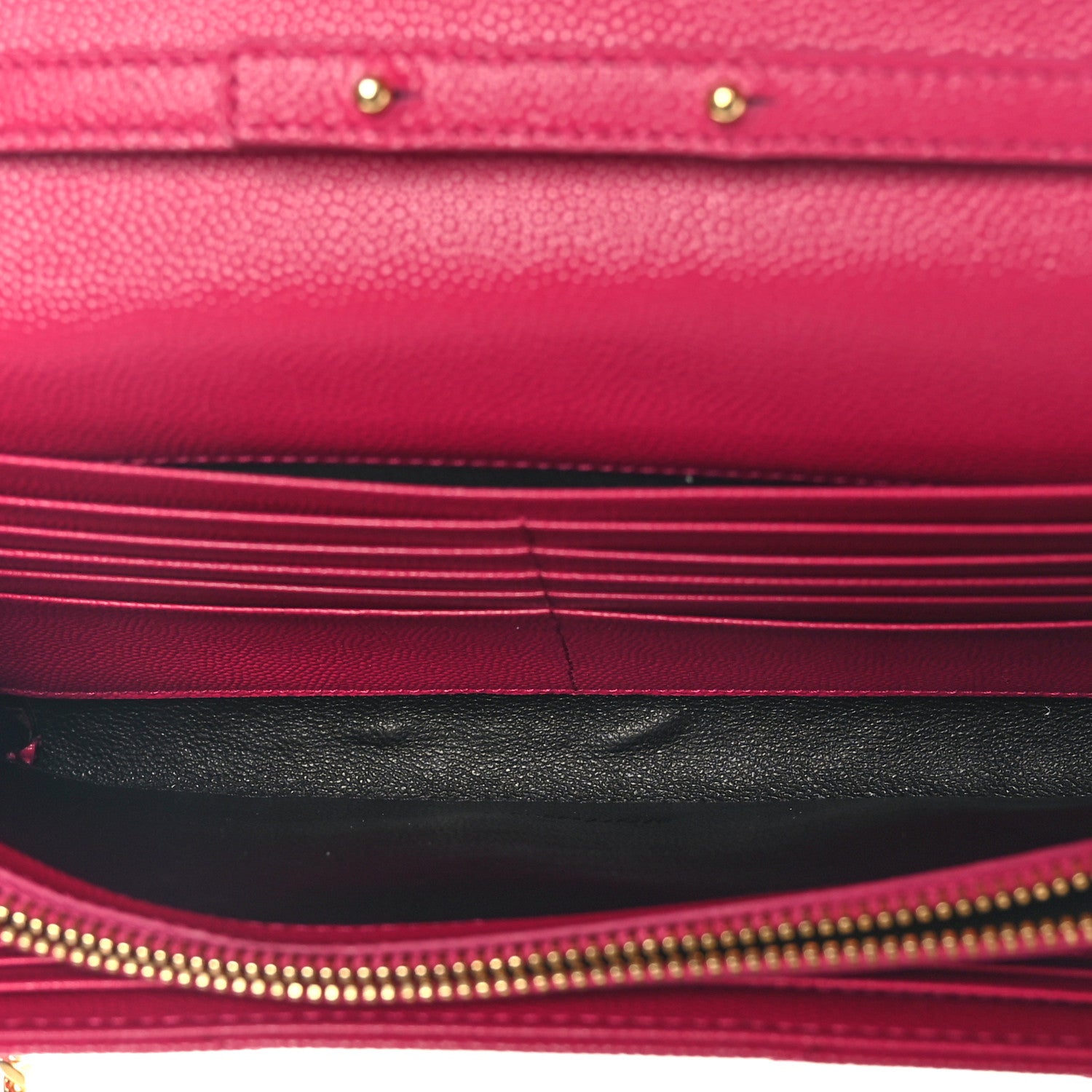 Saint Laurent Grain De Poudre Matelasse Chevron Monogram Chain Wallet Hot Pink 5 of 9