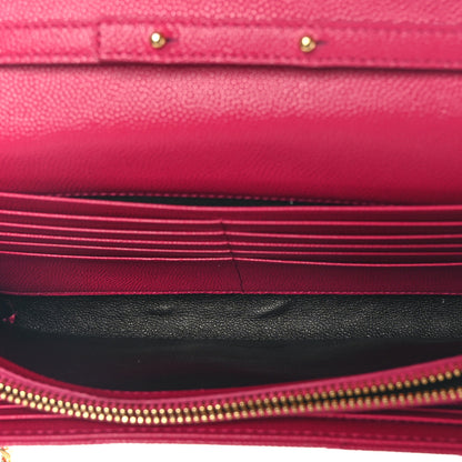 Saint Laurent Grain De Poudre Matelasse Chevron Monogram Chain Wallet Hot Pink 5 of 9