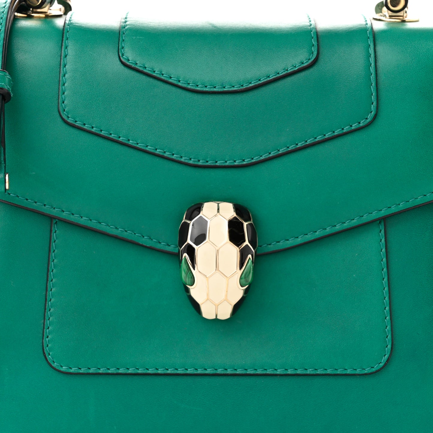 Calfskin Serpenti Forever Top Handle Emerald Green