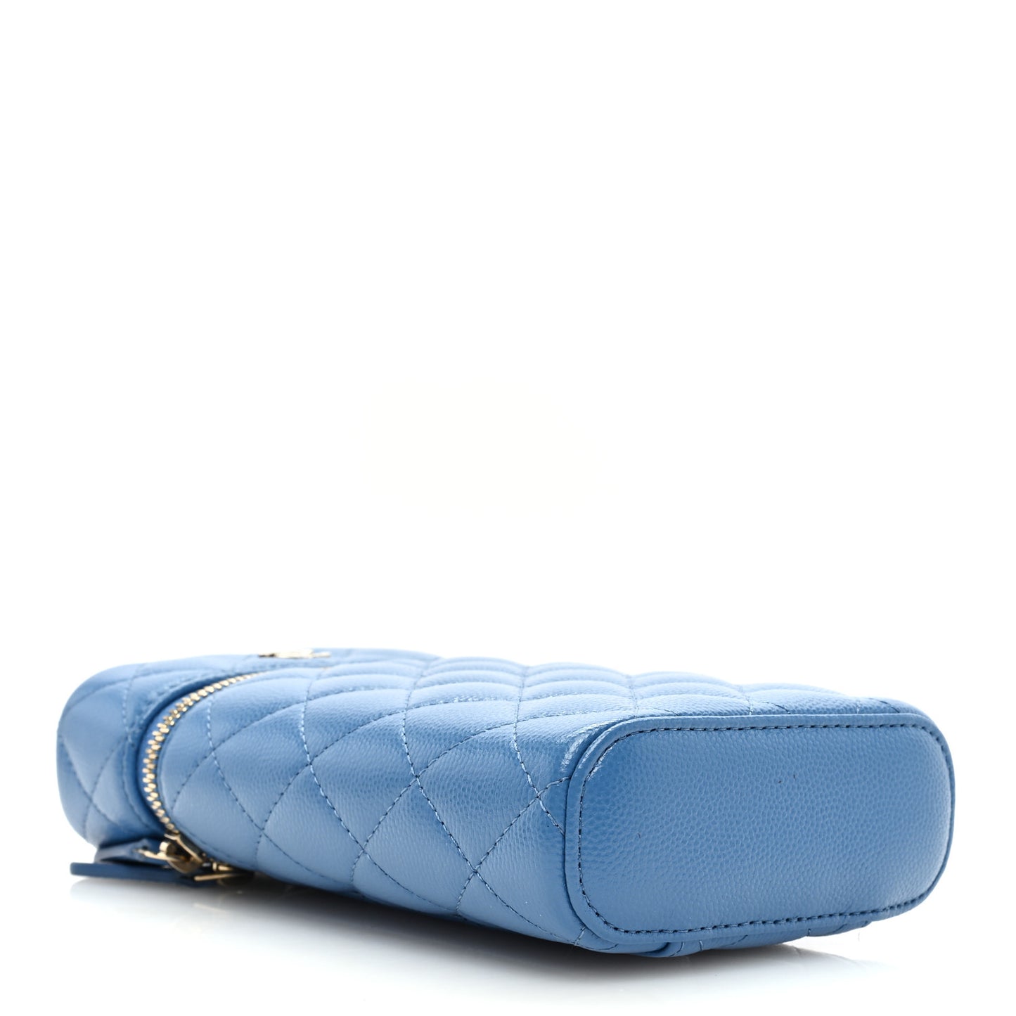 Caviar Quilted Phone Holder With Chain Blue