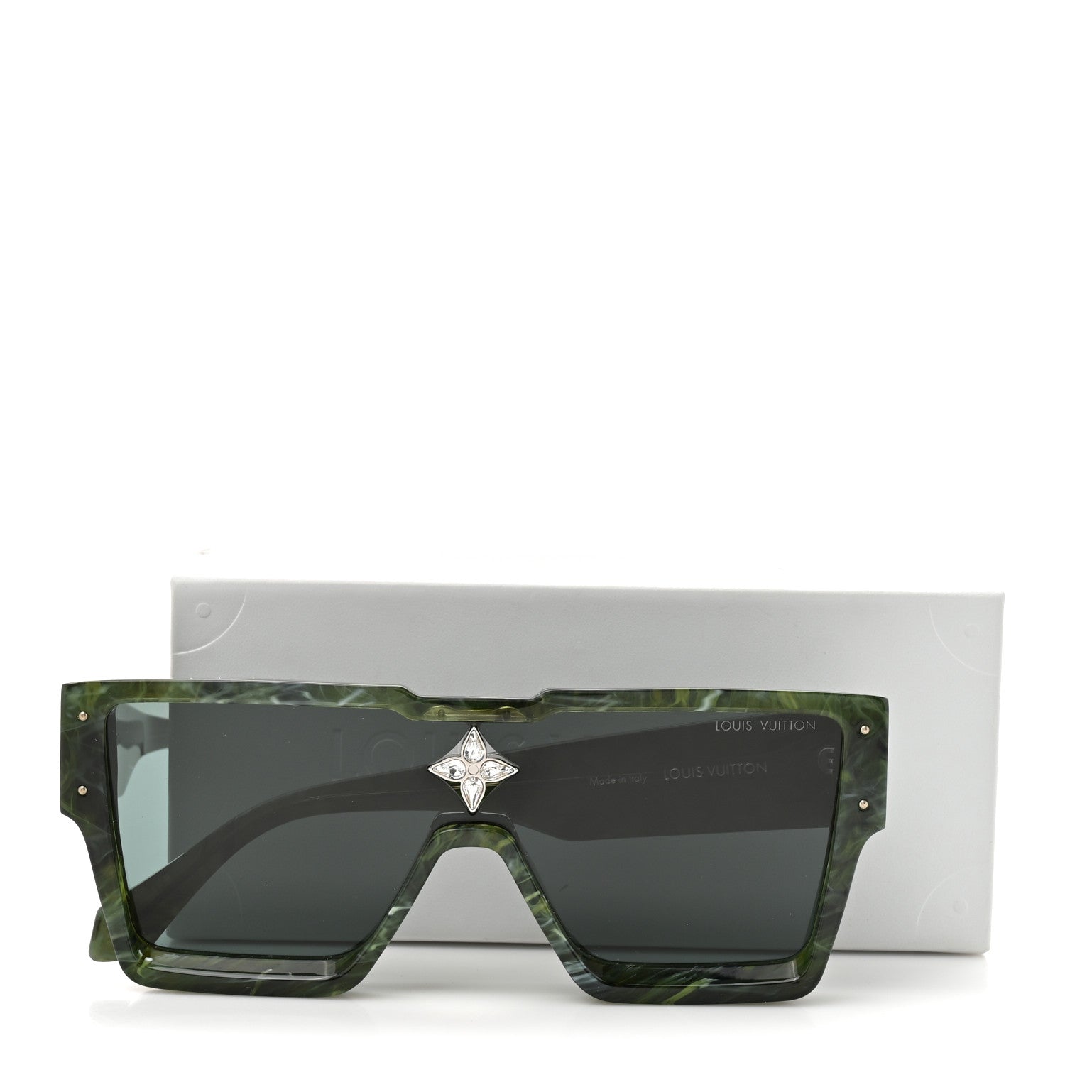 Louis Vuitton Acetate Marble Effect Swarovski Cyclone Sunglasses Z1552W Green 8 of 8