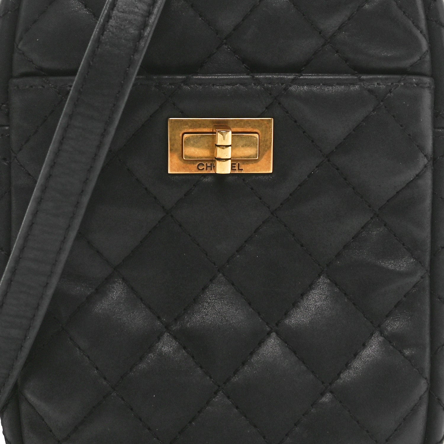 Chanel Nubuck Iridescent Calfskin Quilted Reissue Camera Case Black 8 of 10