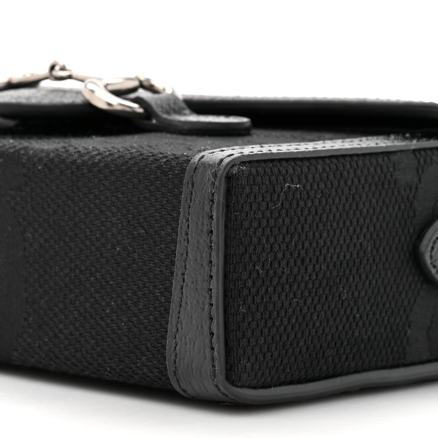 Monogram Jumbo GG Textured Dollar Calfskin Mini Horsebit 1955 Shoulder Bag Black