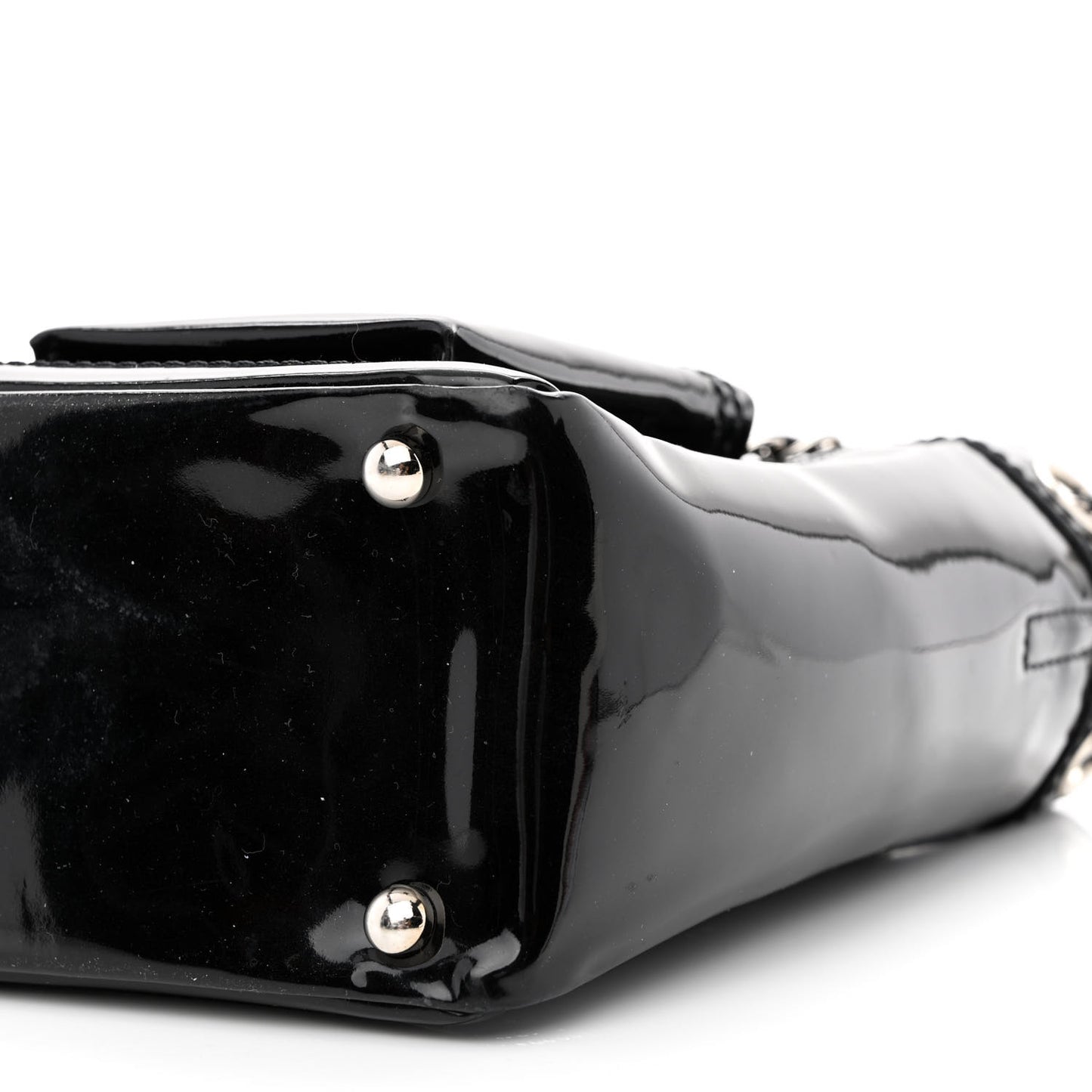 Patent Pony Hair Small Pocket Tote Black