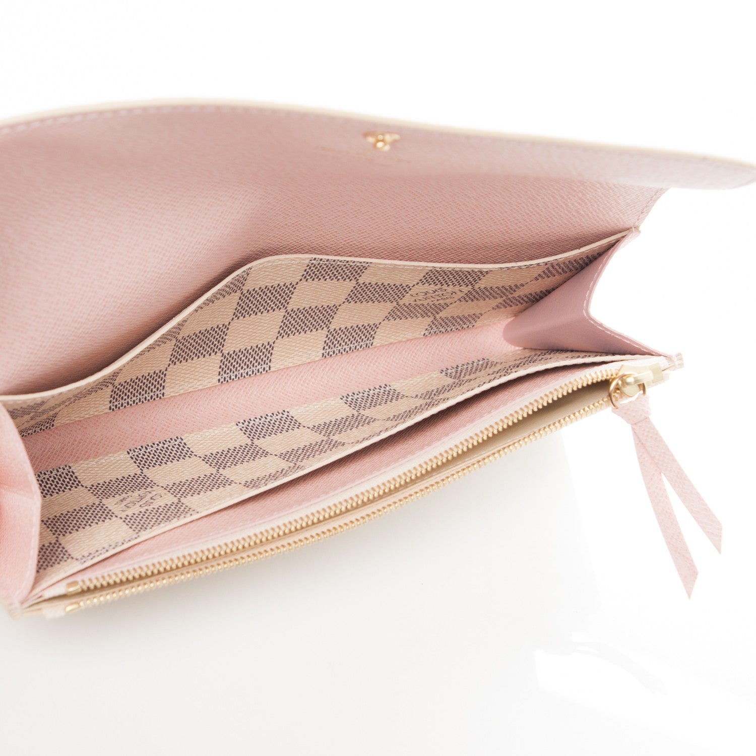 Louis Vuitton Damier Azur Emilie Wallet Rose Ballerine 5 of 9