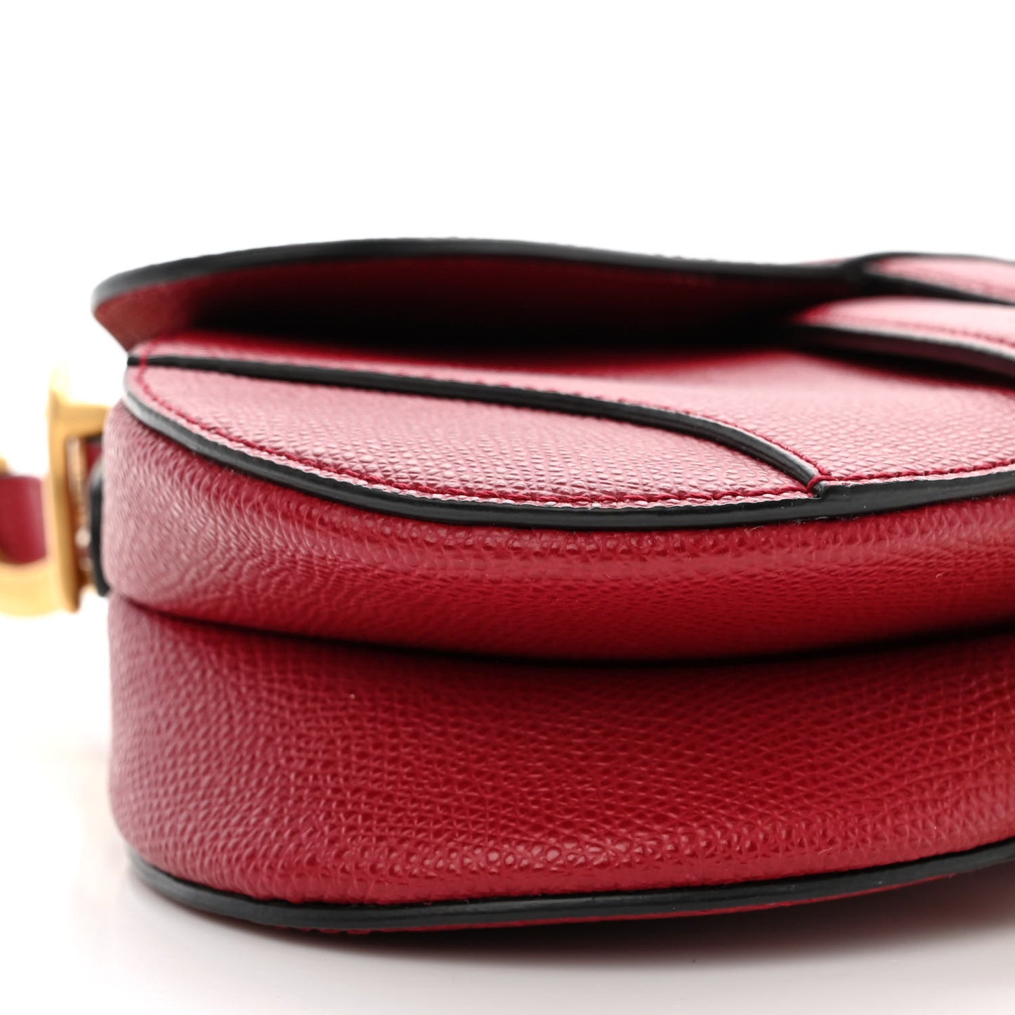 Grained Calfskin Mini Saddle Bag Red