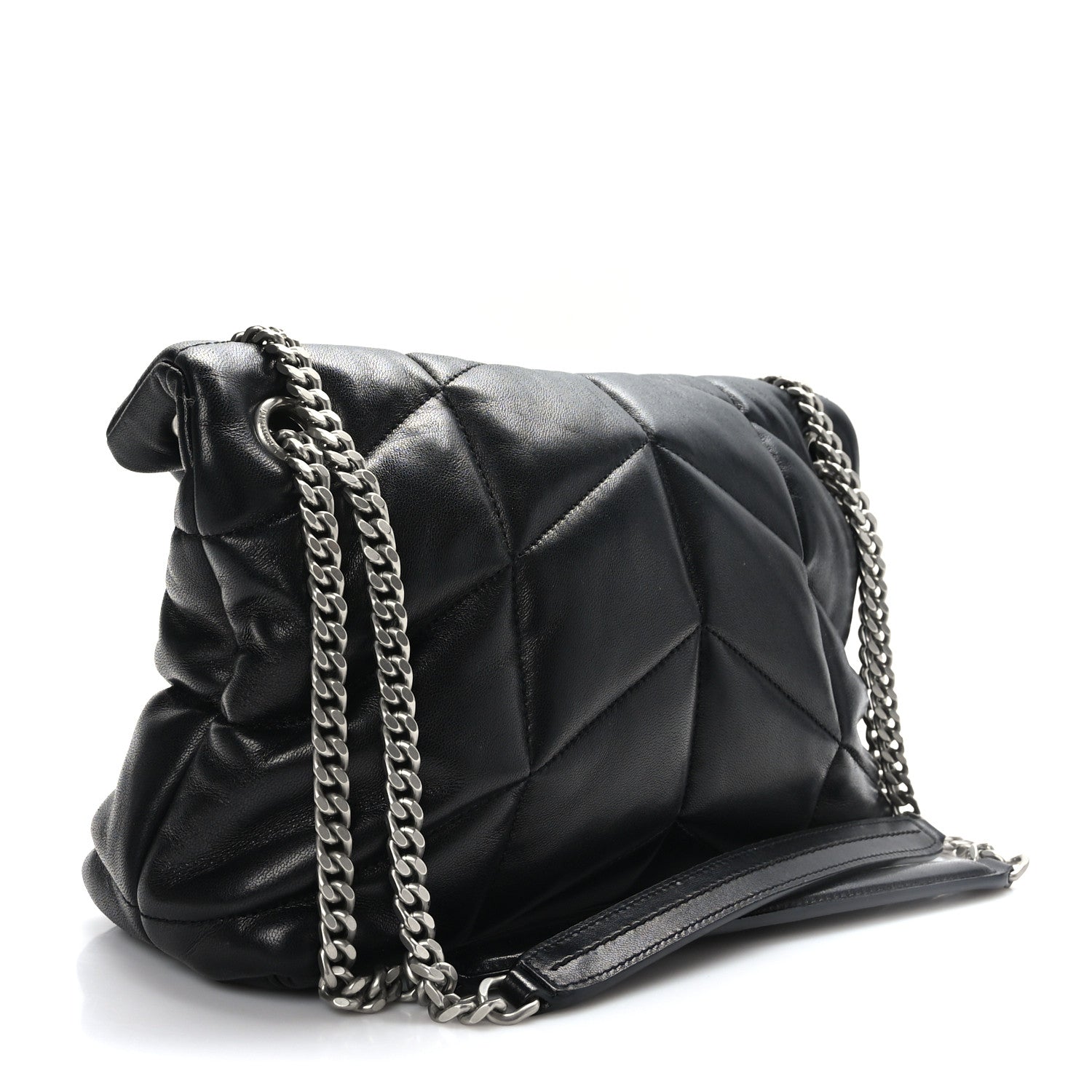 Saint Laurent Lambskin Quilted Small Loulou Puffer Monogram Chain Satchel Black 3 of 9