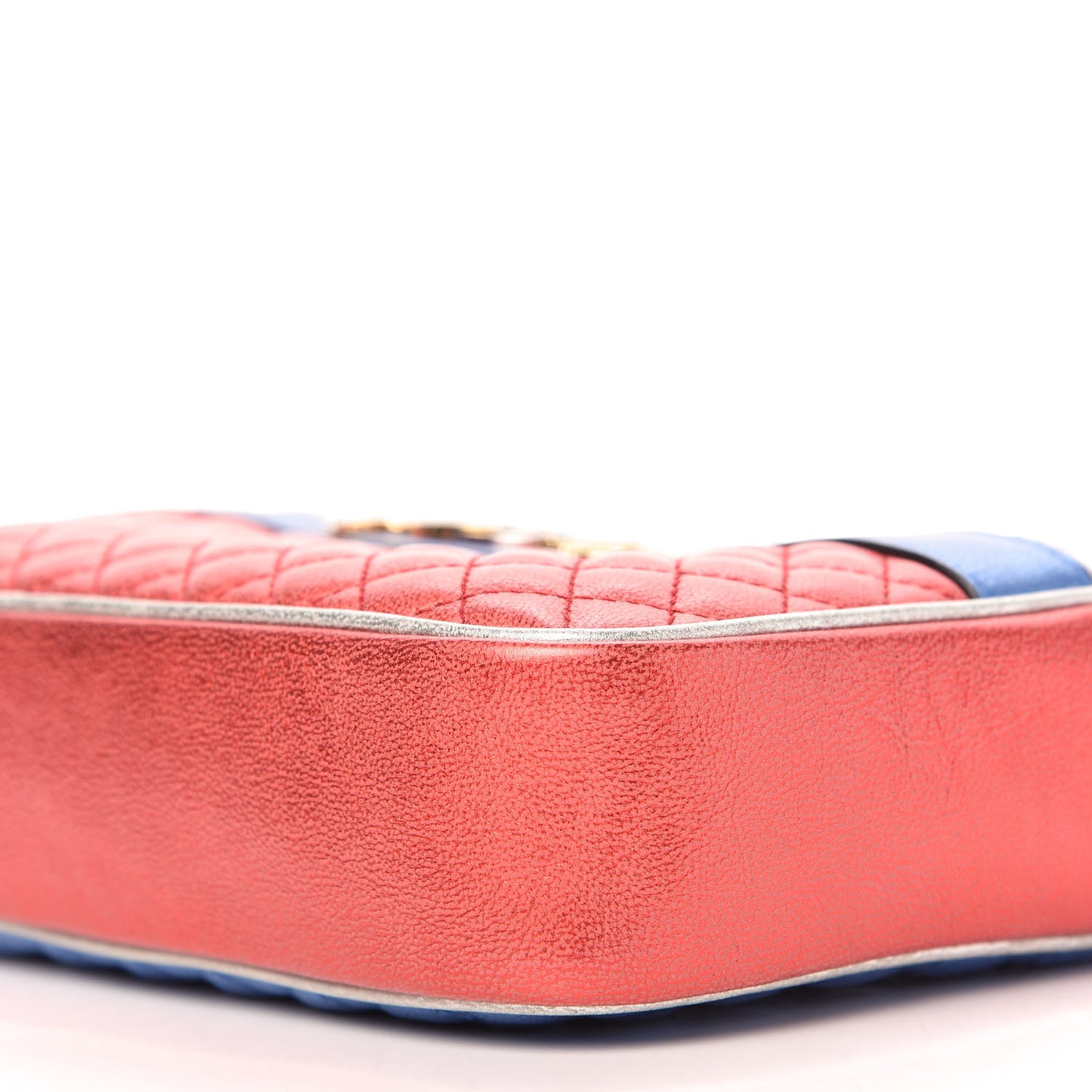 Laminated Nappa Trapuntata Small Zumi Shoulder Bag Rosso Marine Argento