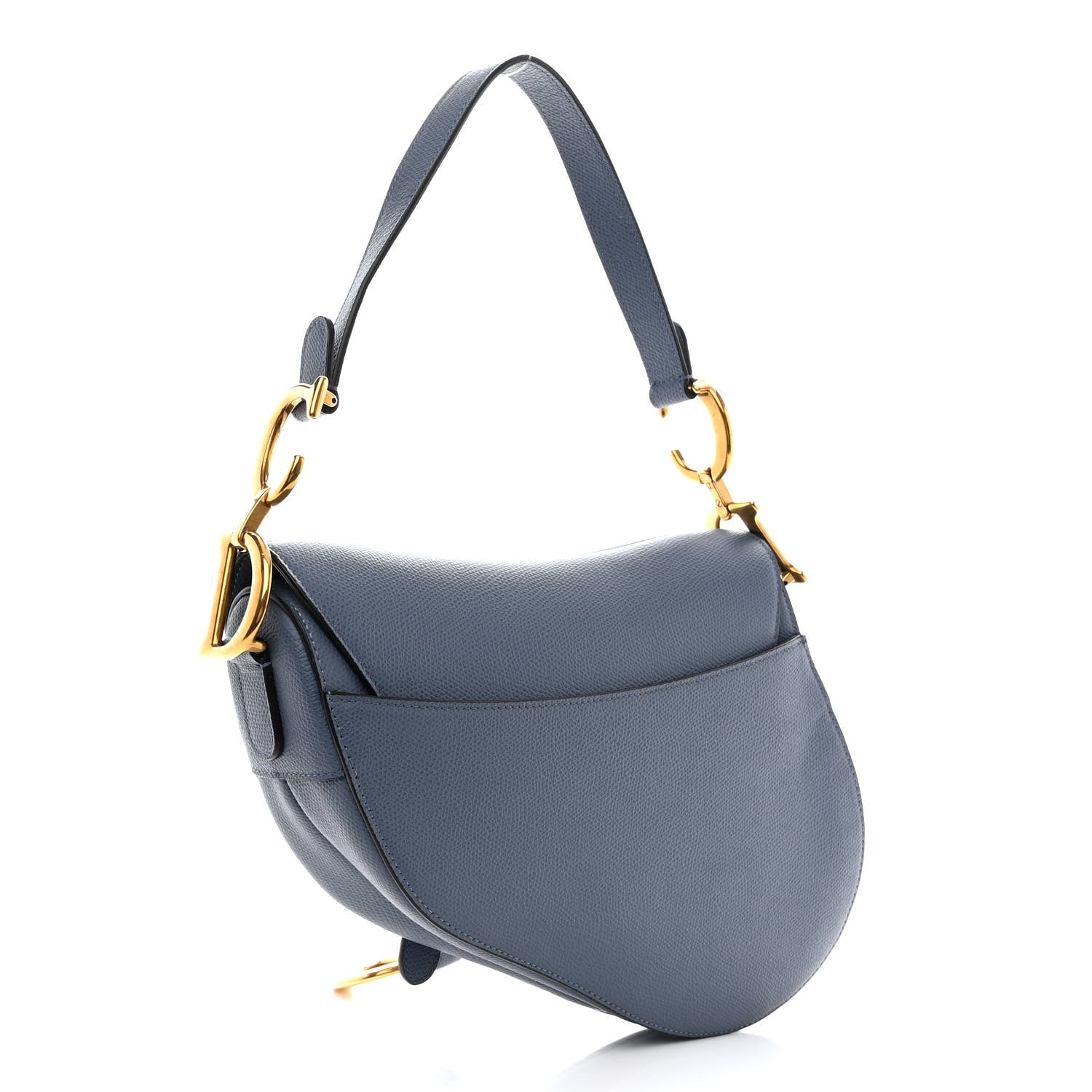 Christian Dior Grained Calfskin Saddle Bag Sky Blue 3 of 11