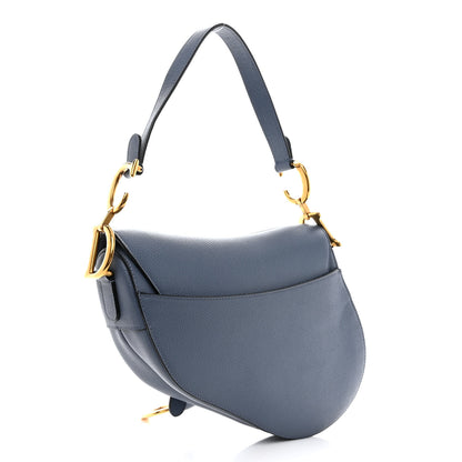 Christian Dior Grained Calfskin Saddle Bag Sky Blue 3 of 11