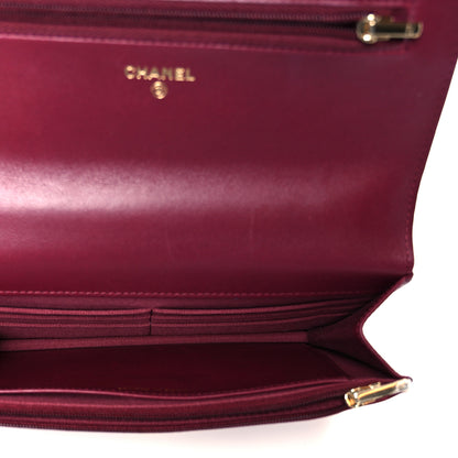 Chanel Lambskin Quilted Top Handle Wallet On Chain WOC  Burgundy 5 of 11