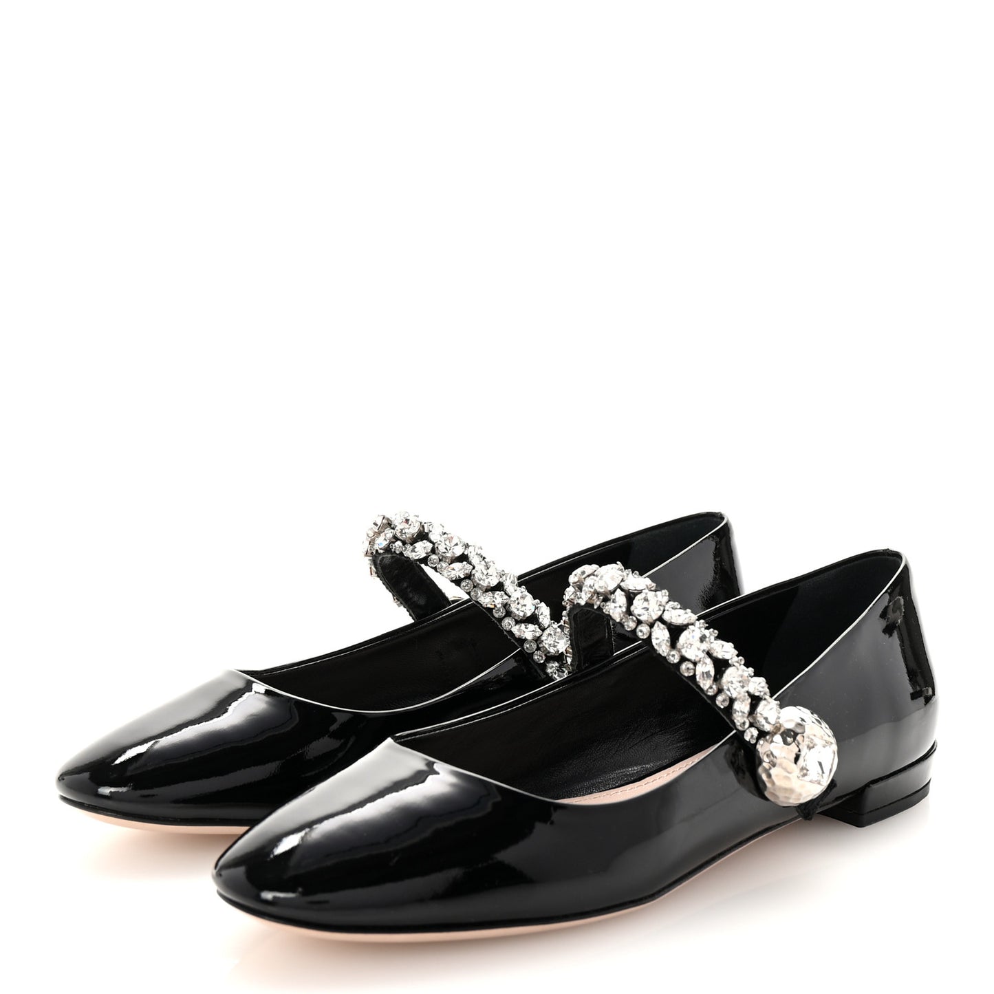 Patent Crystal Mary Jane Flats 36.5 Black