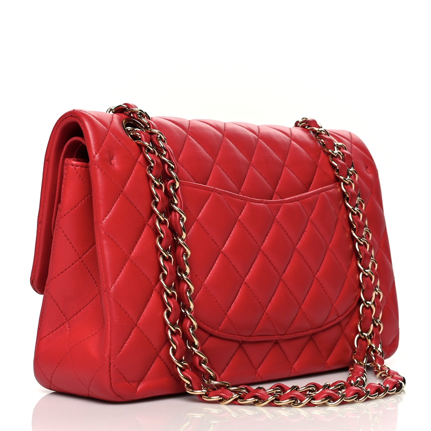 Lambskin Quilted Medium Double Flap Red