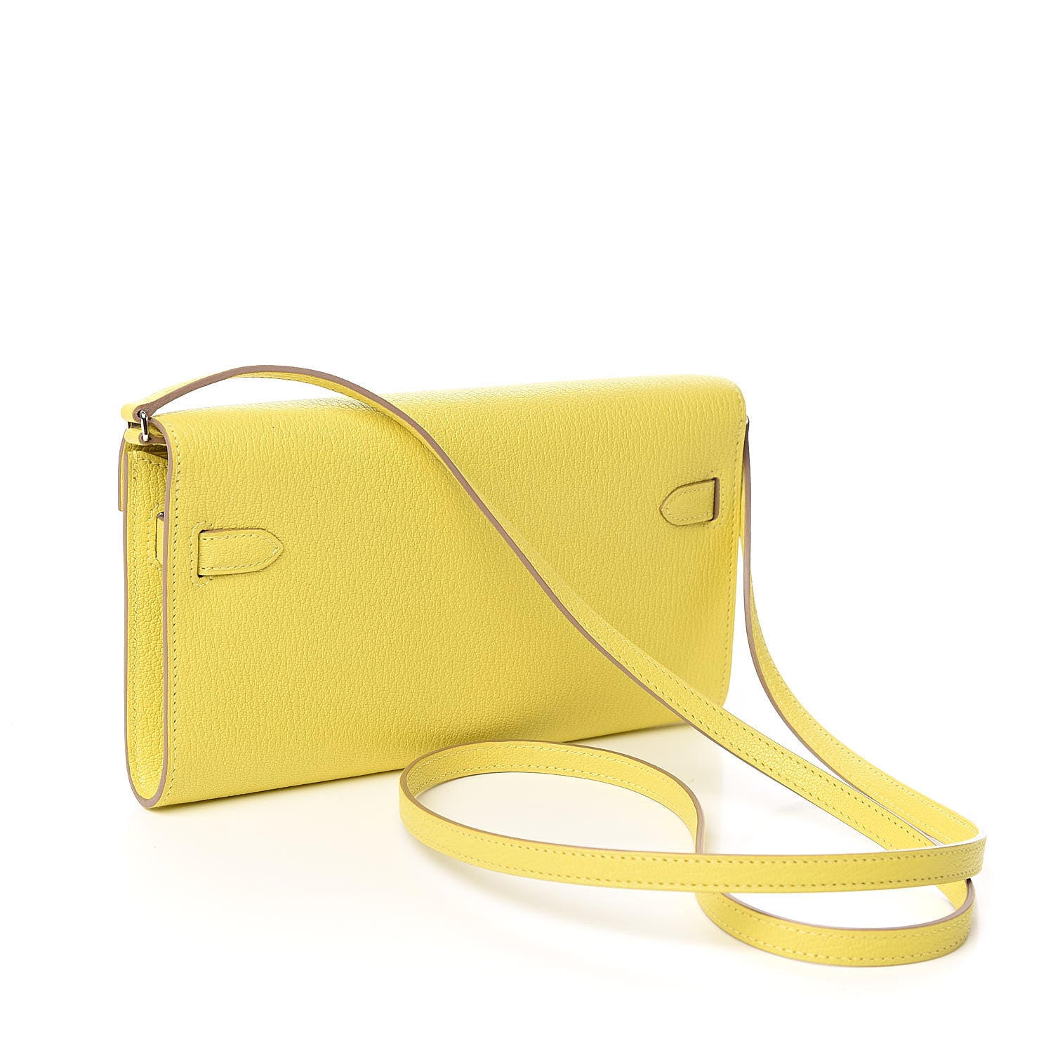 Hermes Chevre Mysore Kelly Wallet To Go Lime 3 of 10