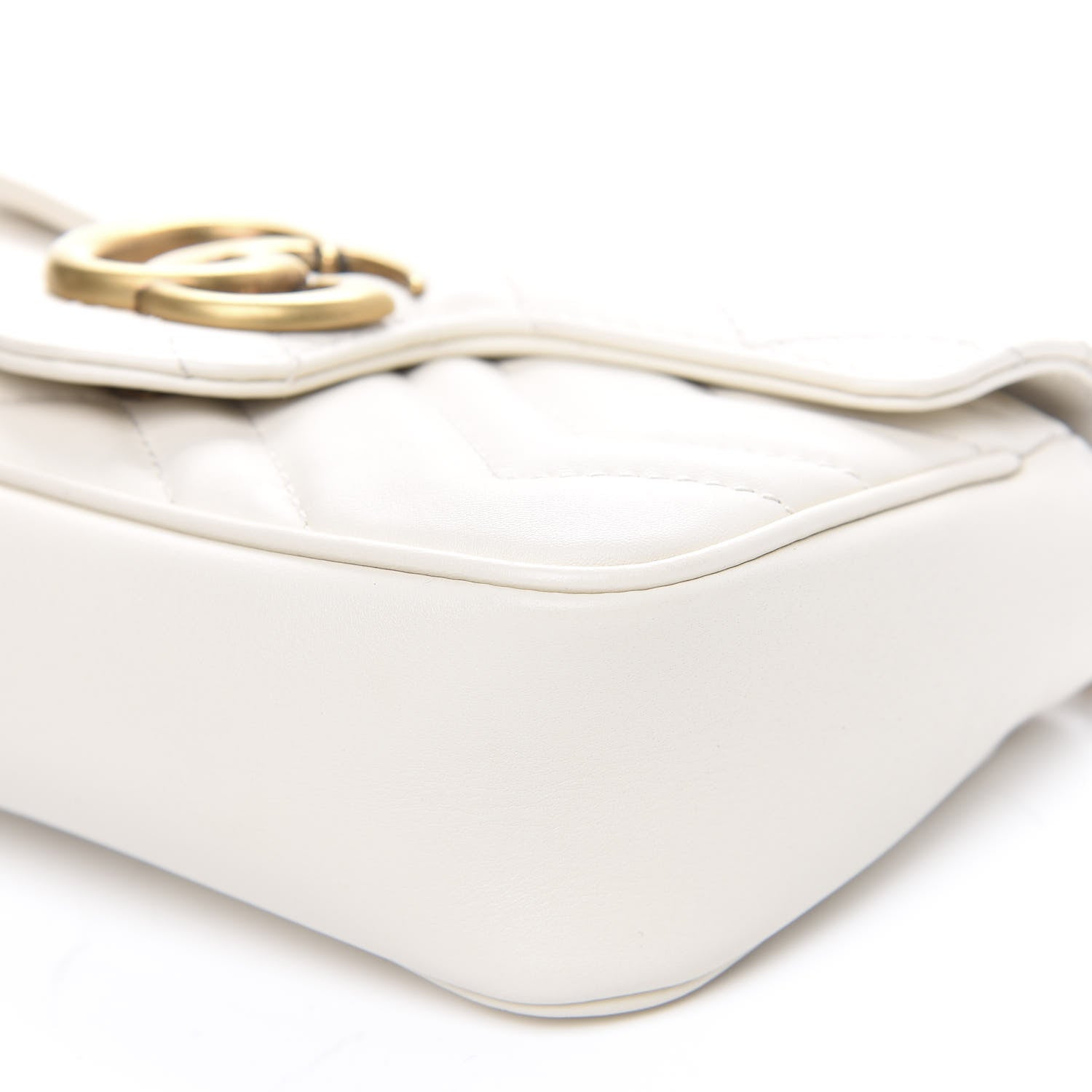 Gucci Calfskin Matelasse Super Mini GG Marmont Shoulder Bag White 8 of 10