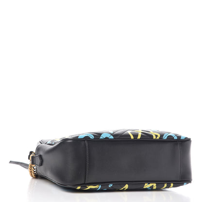 Gucci Calfskin Matelasse GucciGhost Medium GG Marmont Chain Shoulder Bag Black New Acquamarine 8 of 22