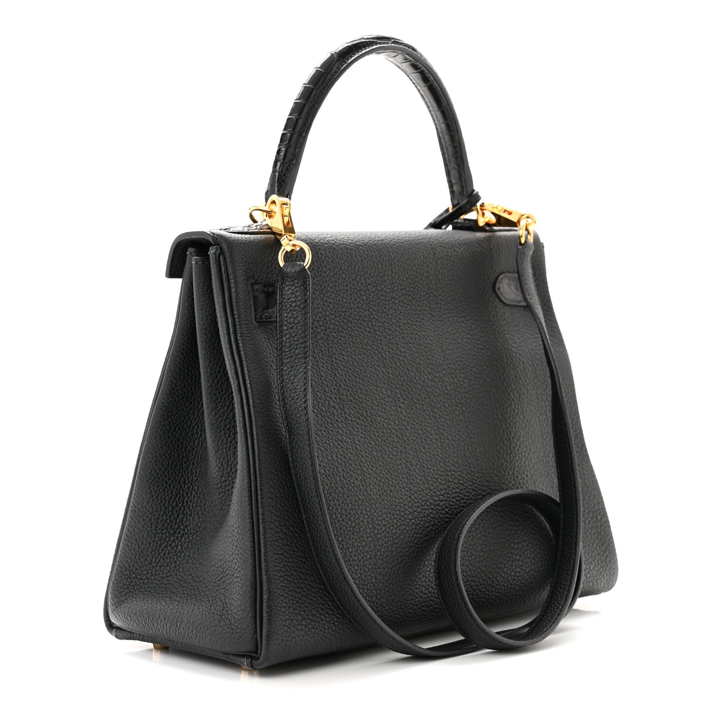 Togo Matte Porosus Crocodile Kelly Retourne Touch 28 Black