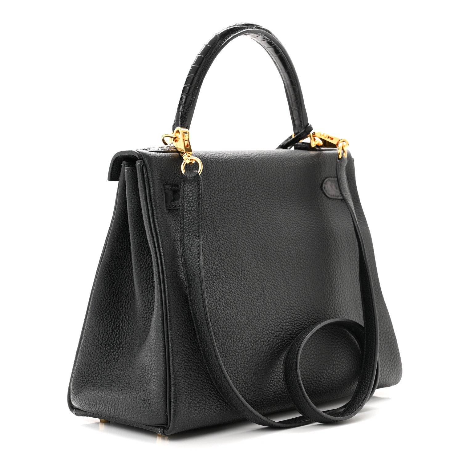 Hermes Togo Matte Porosus Crocodile Kelly Retourne Touch 28 Black 3 of 10
