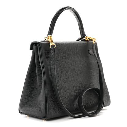 Hermes Togo Matte Porosus Crocodile Kelly Retourne Touch 28 Black 3 of 10
