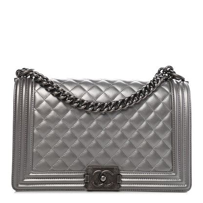 Chanel Metallic Caviar Quilted New Medium Boy Flap Silver 1 of 9