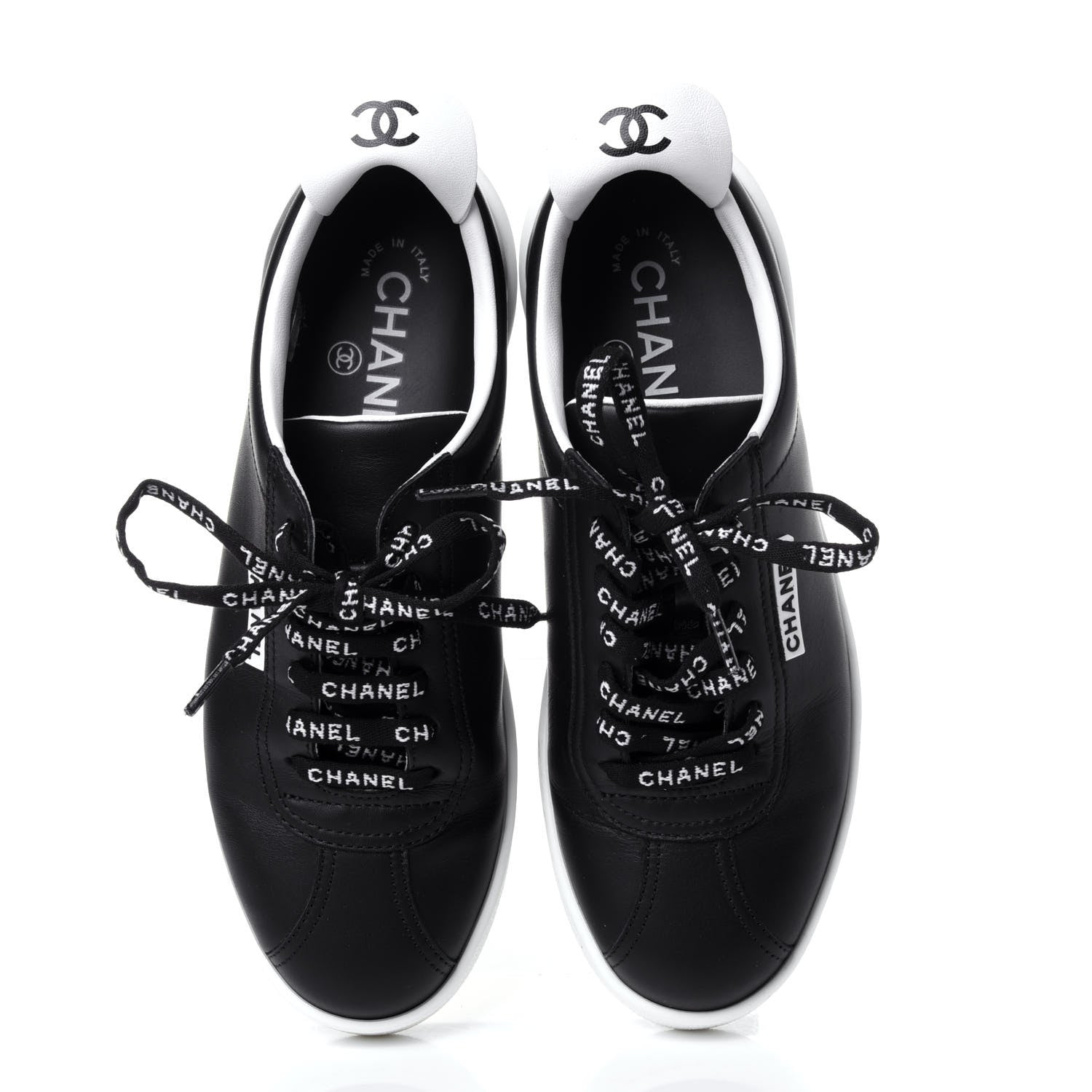 Chanel Calfskin CC Womens Sneakers 35.5 Black 6 of 10