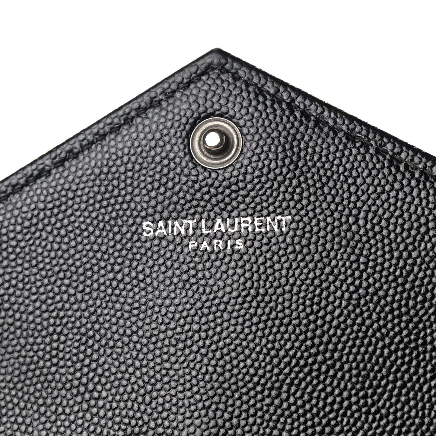 Grain De Poudre Matelasse Chevron Monogram Envelope Chain Wallet Black