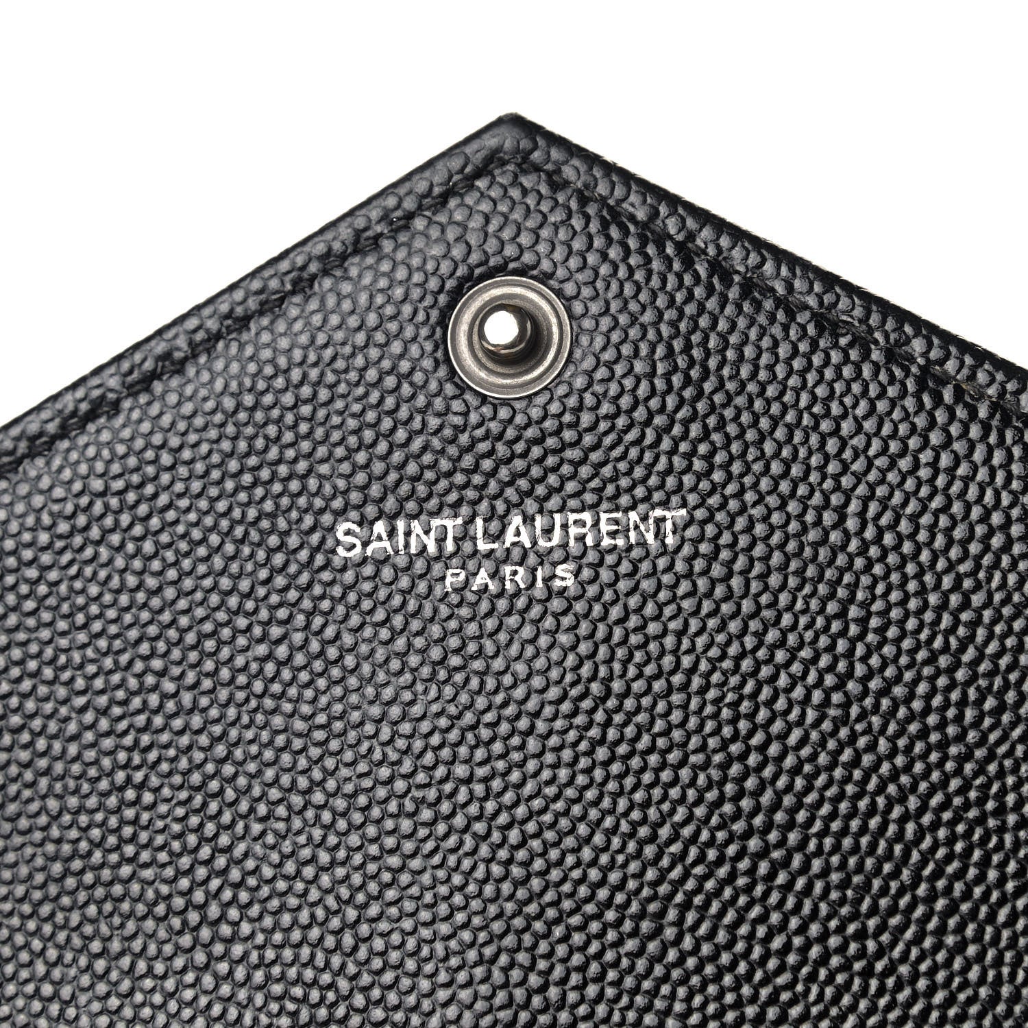 Saint Laurent Grain De Poudre Matelasse Chevron Monogram Envelope Chain Wallet Black 7 of 11