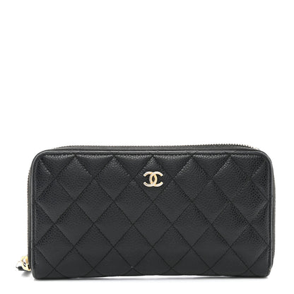 Chanel Caviar Quilted Large Gusset Zip Around Wallet Black 1 of 12