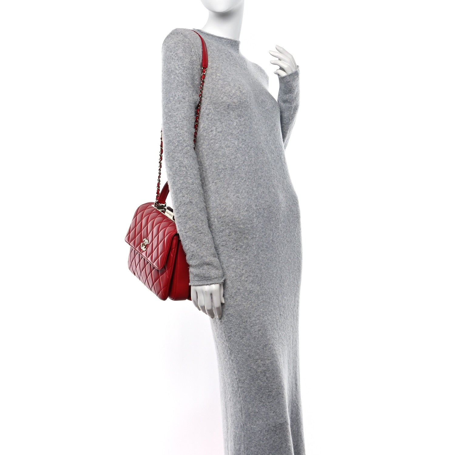 Chanel Lambskin Quilted Medium Trendy CC Flap Dual Handle Bag Red 3 of 10
