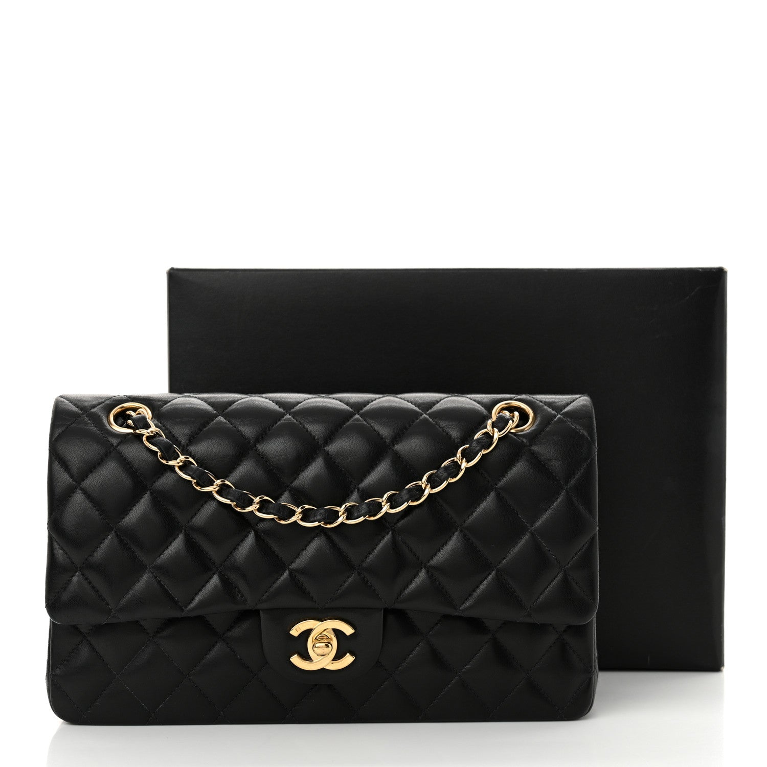 Chanel Lambskin Quilted Medium Double Flap Black 16 of 16