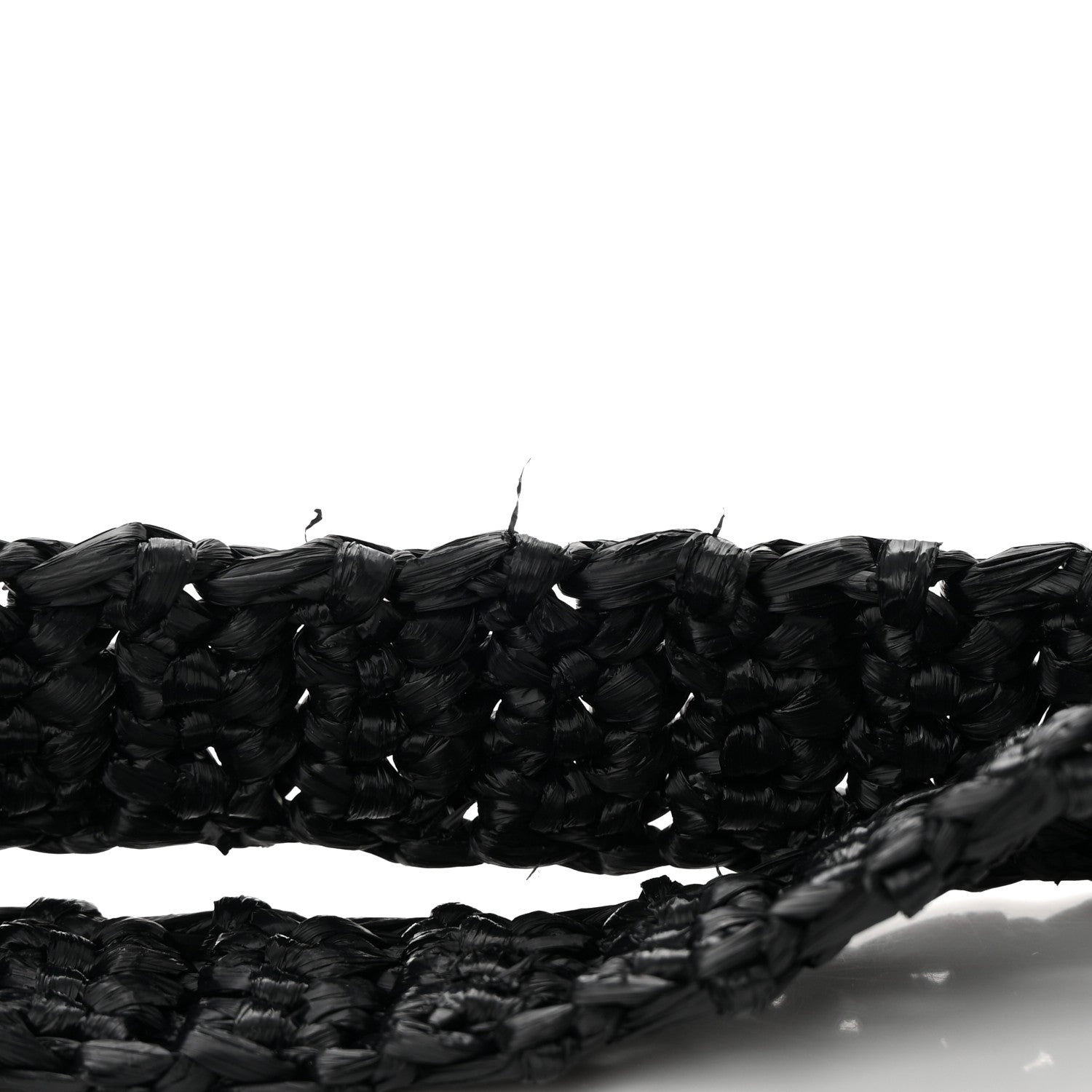 Prada Yarn Raffia Effect Crochet Logo Embroidered Tote Bag Black 11 of 12