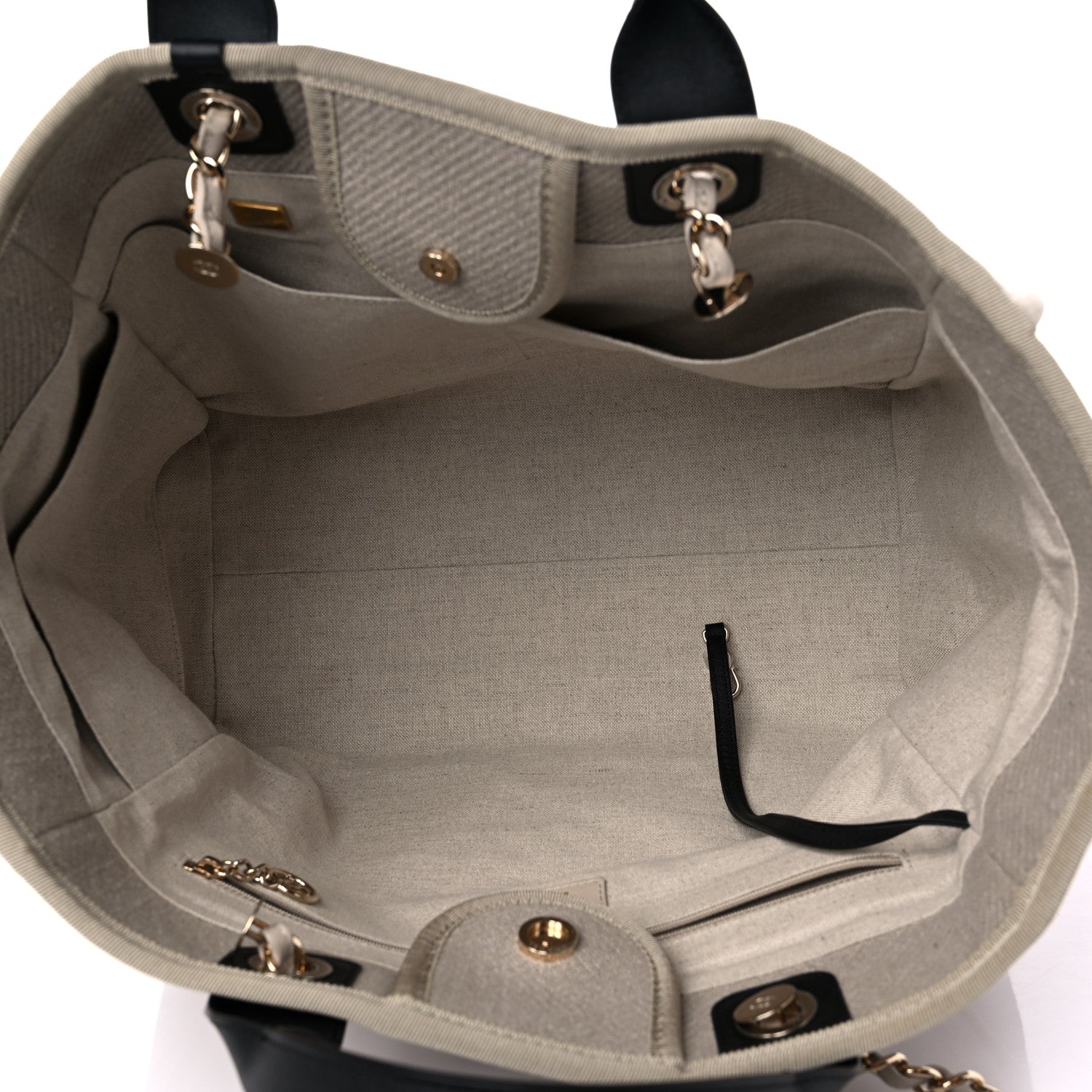 Chanel Mixed Fibers Medium Deauville Tote Beige Black 6 of 10