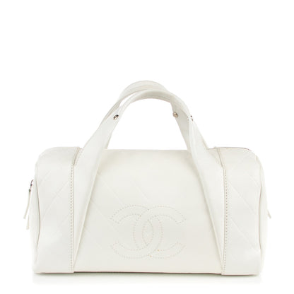 Chanel Calfskin CC Chevron All Day Long Boston White 1 of 7