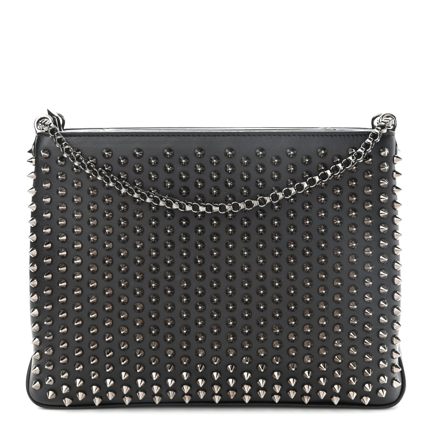 Calfskin Small Triloubi Paris Spikes Chain Bag Black