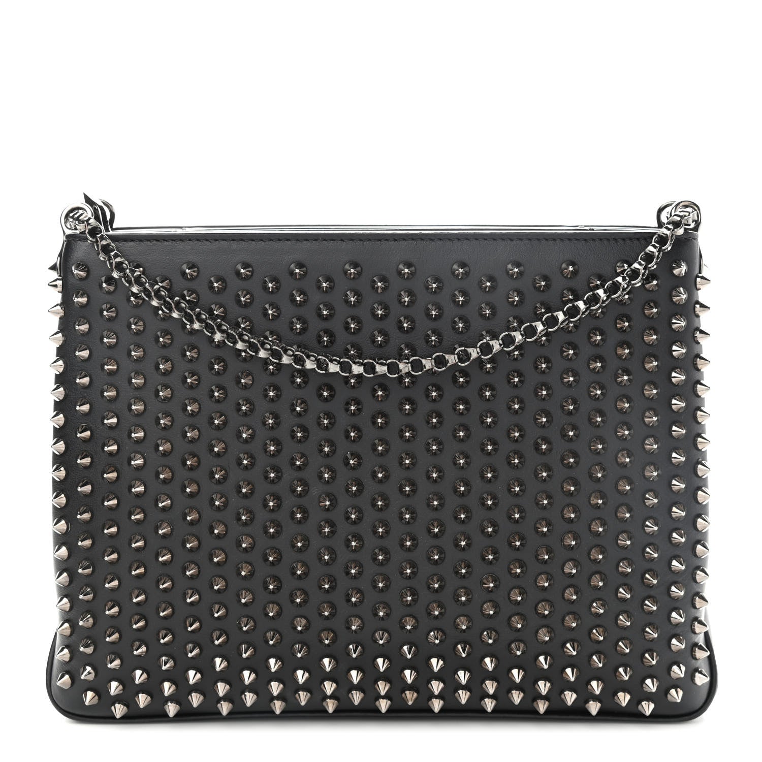 Christian Louboutin Calfskin Small Triloubi Paris Spikes Chain Bag Black 1 of 9