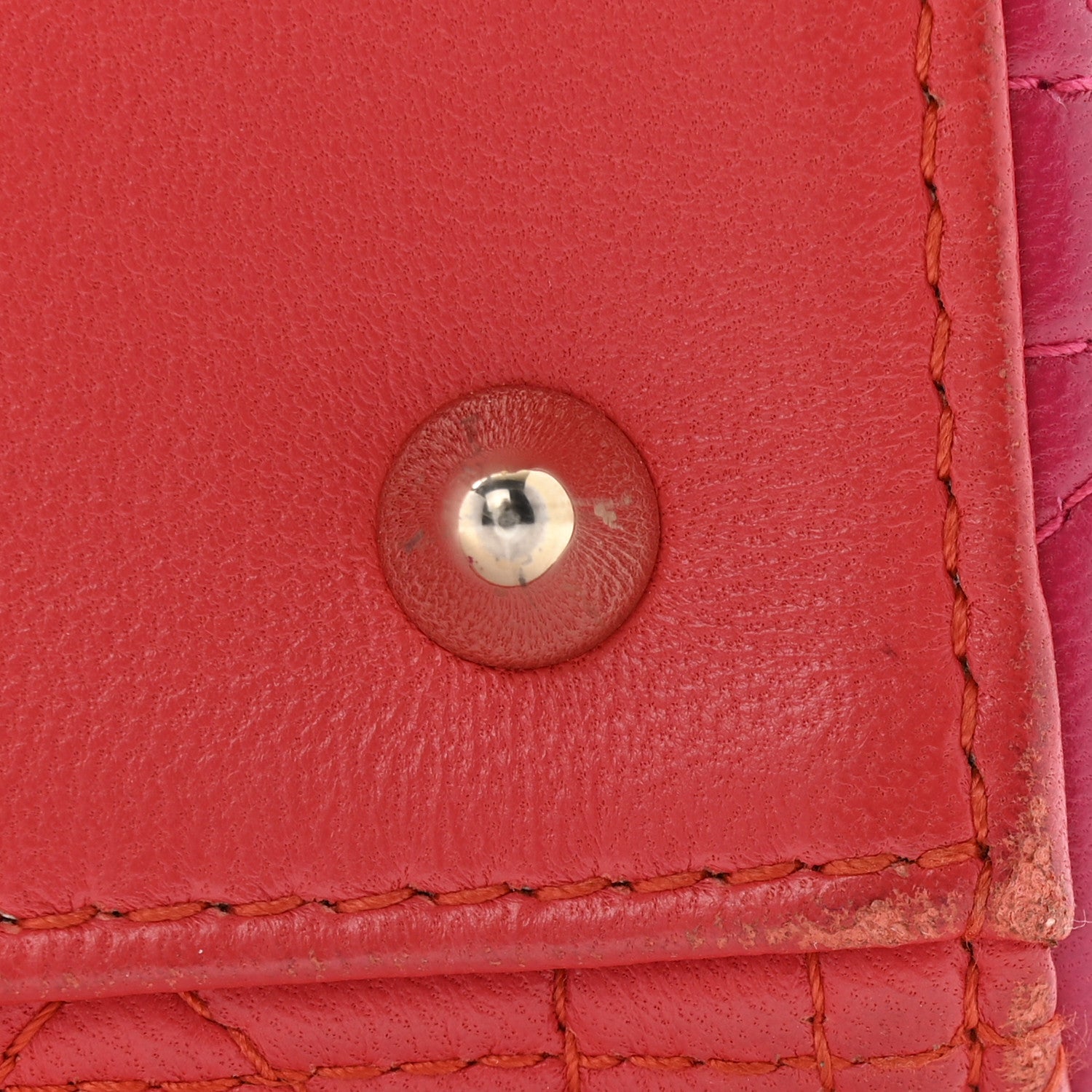 Christian Dior Lambskin Cannage Medium Bi-Color Lady Dior Orange Fuchsia 12 of 15