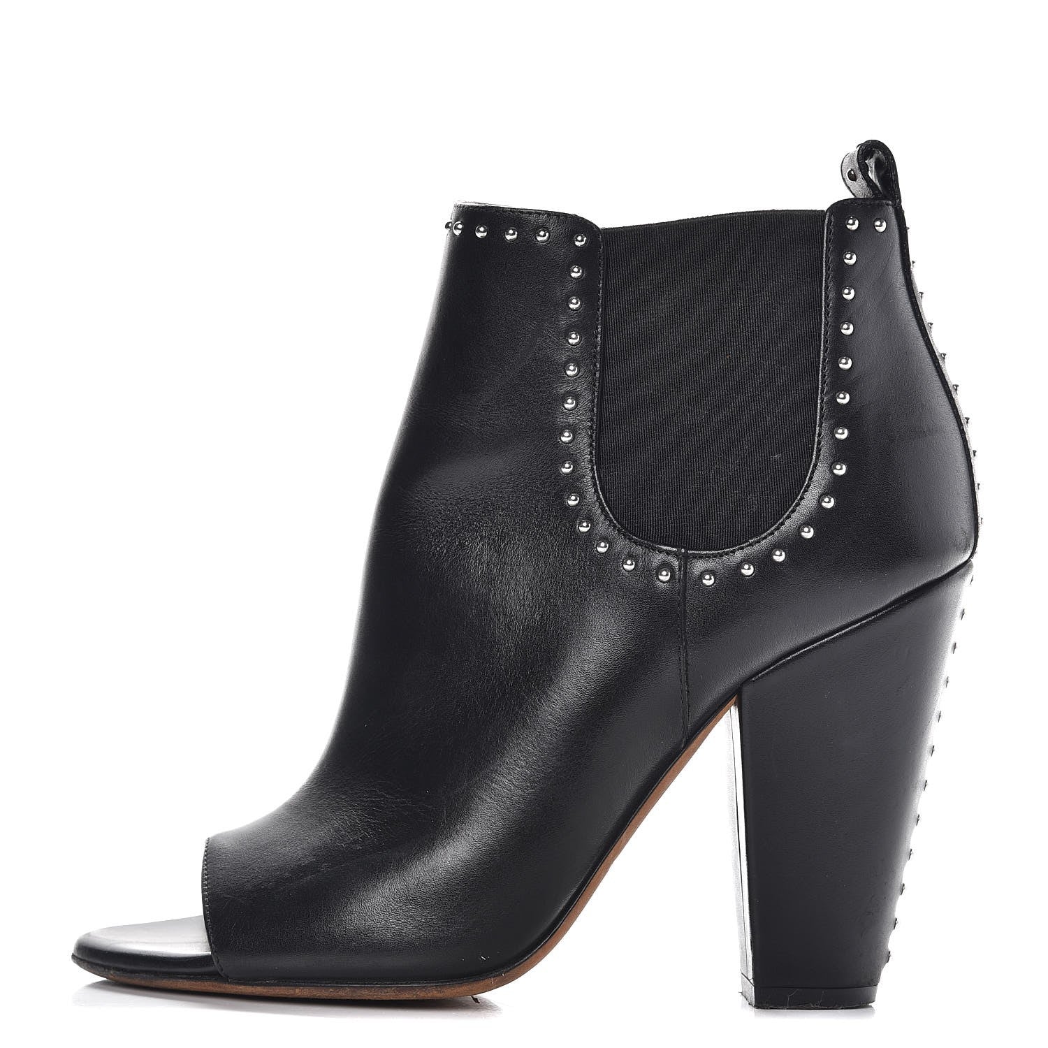 Givenchy Calfskin Studded Chelsea Ouv Peep Toe Booties 38 Black 1 of 13