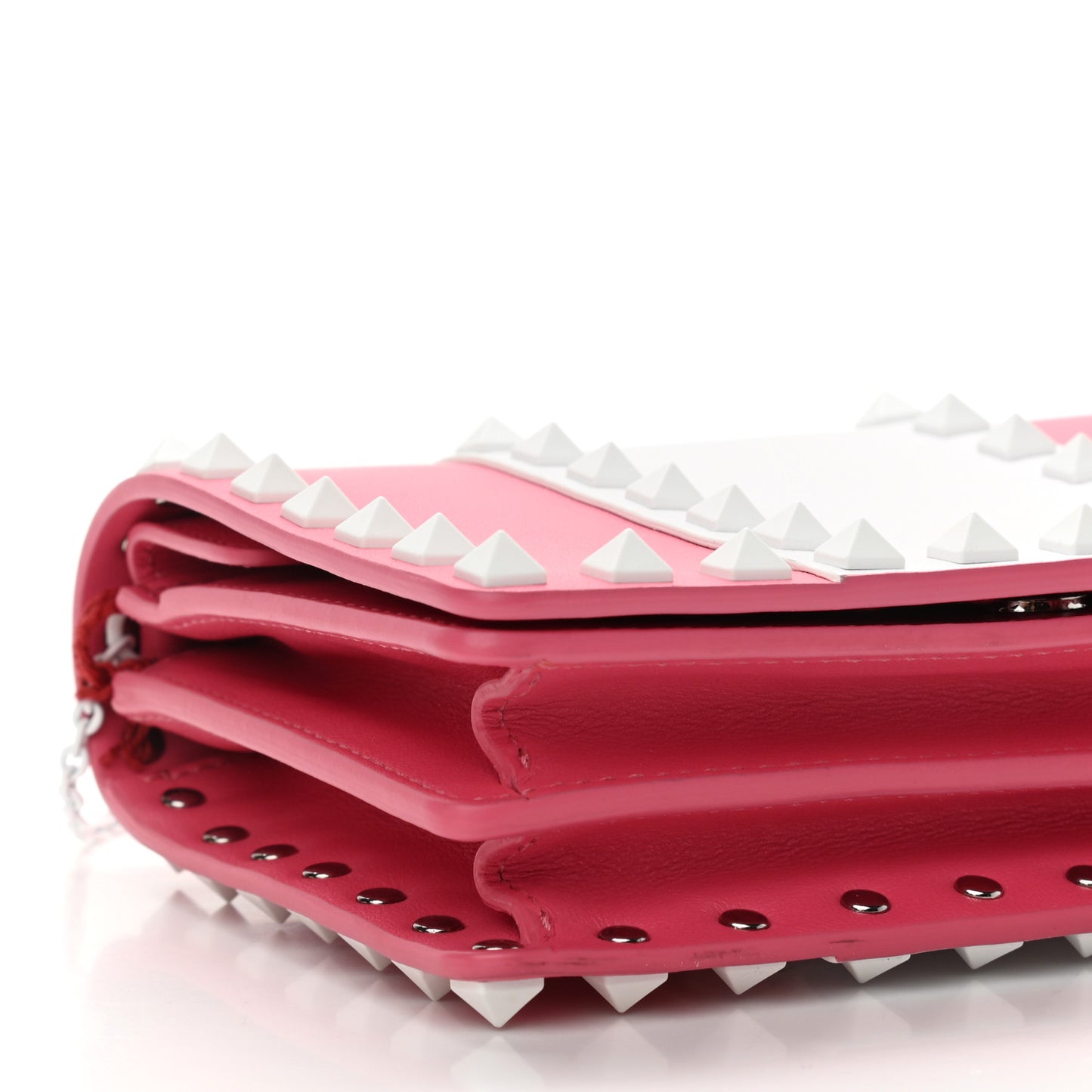 Vitello Colorblock Free Rockstud Wallet on Chain Shadow Pink Optic White