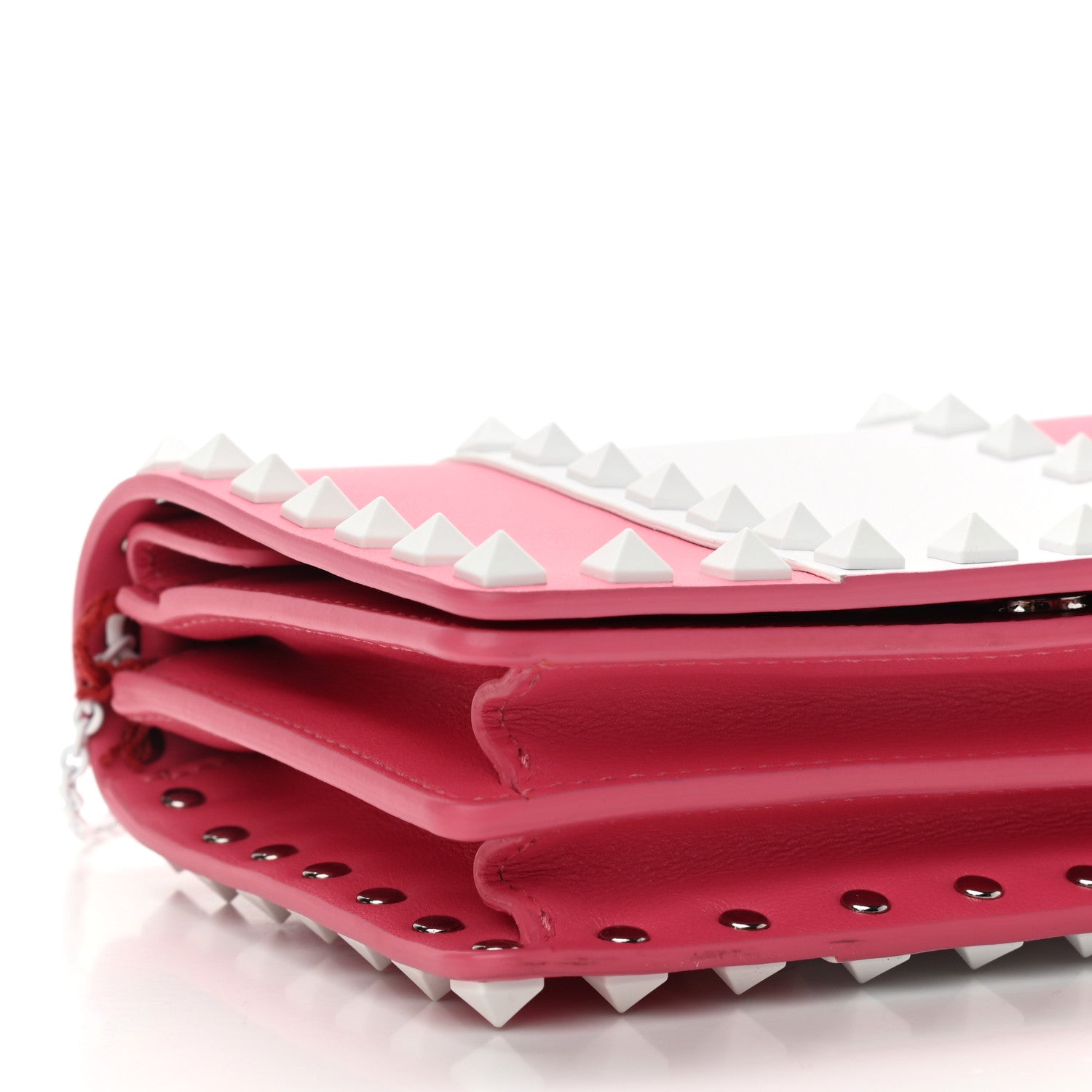 Valentino Garavani Vitello Colorblock Free Rockstud Wallet on Chain Shadow Pink Optic White 10 of 11