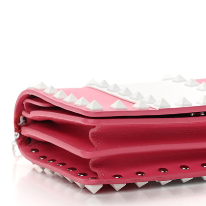 Valentino Garavani Vitello Colorblock Free Rockstud Wallet on Chain Shadow Pink Optic White 10 of 11