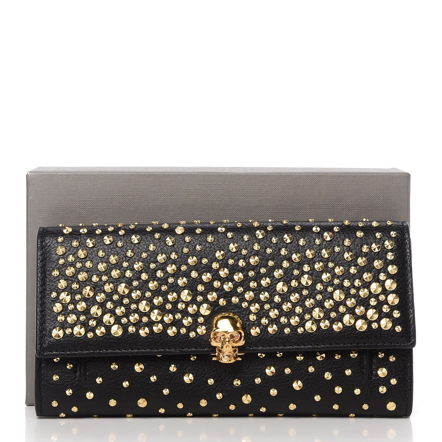Alexander McQueen Calfskin Studded Skull Wallet on Chain Black 7 of 7