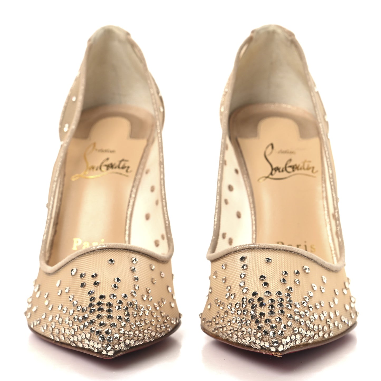Suede Silk Crystal Strass Follies 100 Pumps 36 Light Silk