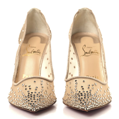 Christian Louboutin Suede Silk Crystal Strass Follies 100 Pumps 36 Light Silk 3 of 8